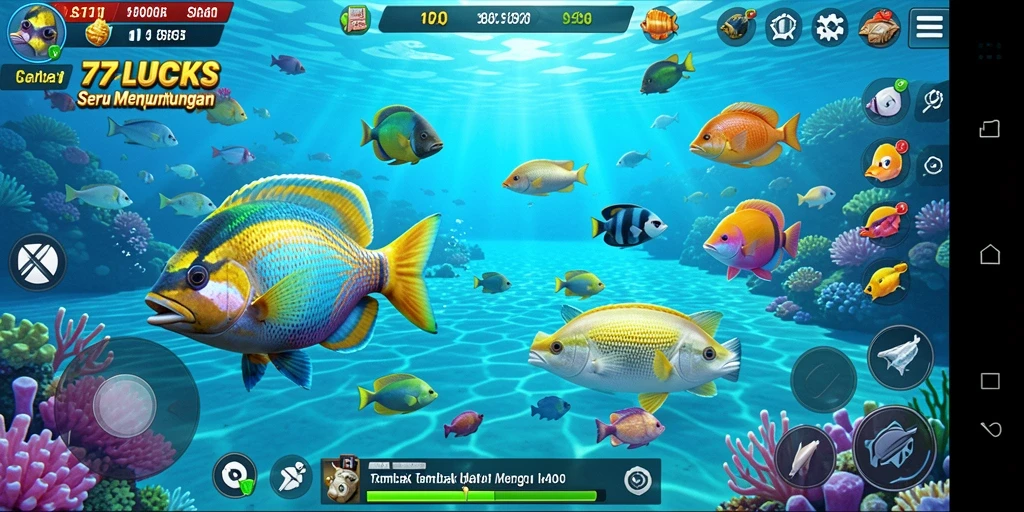Tampilan gameplay Tembak Ikan di 77LUCKS yang mengasyikkan.