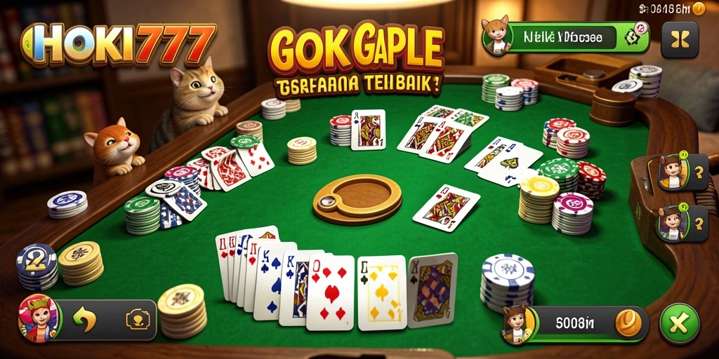 Screenshot gameplay HOKI777 yang menunjukkan suasana Gaple yang seru.