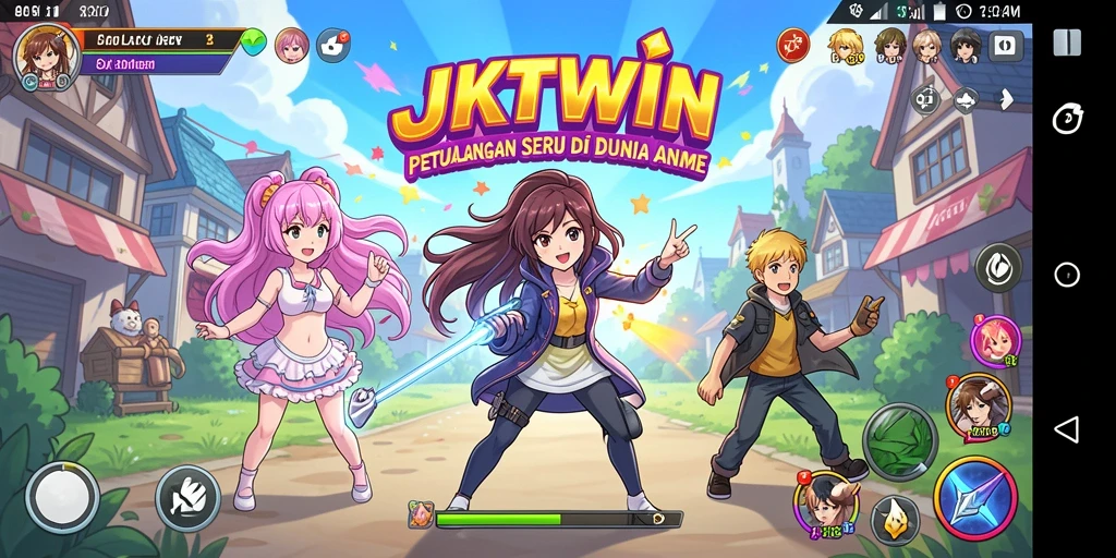 Tampilan gameplay menarik dari JKTWIN dengan karakter anime yang vibrant.