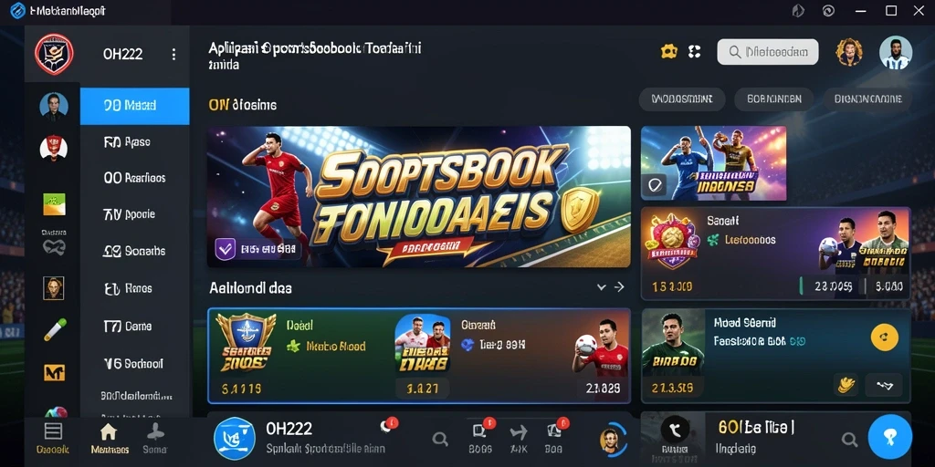 Tangkapan layar utama OH222 menampilkan antarmuka Sportsbook yang menarik.