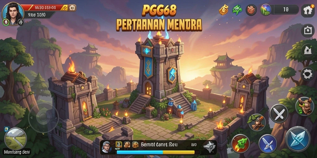 Tampilan gameplay PGG68 yang menampilkan pertempuran Tower Defense yang seru.