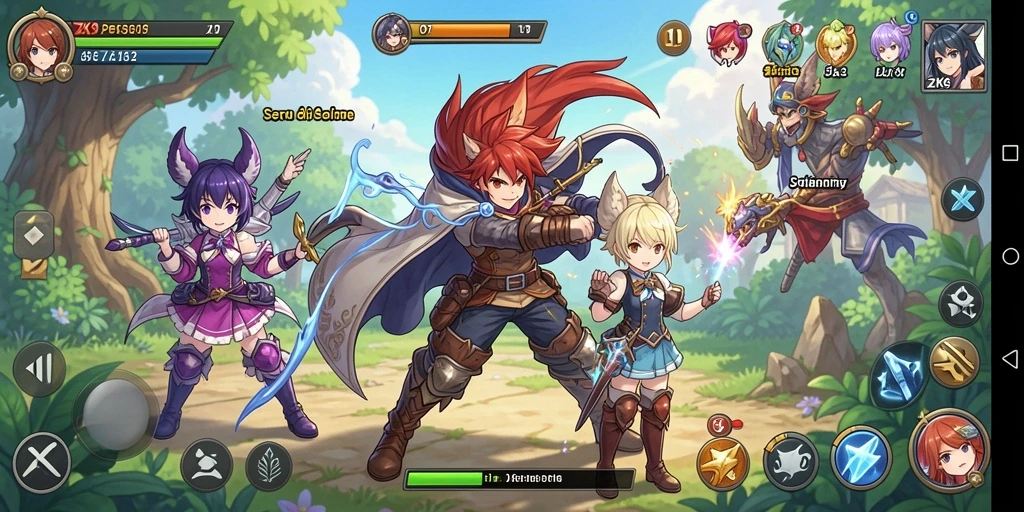 Screenshot gameplay ZK9 yang menampilkan aksi seru di dunia anime.